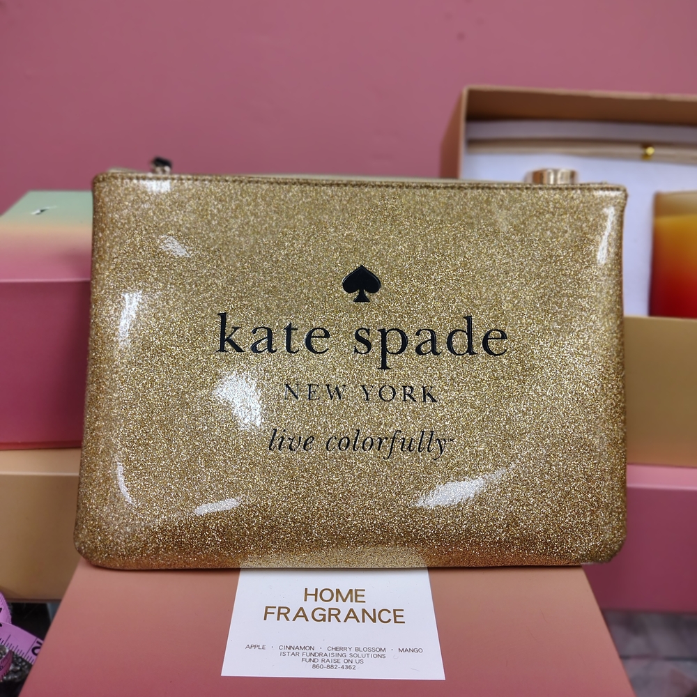Kate Spade Gold Glitter Pouch